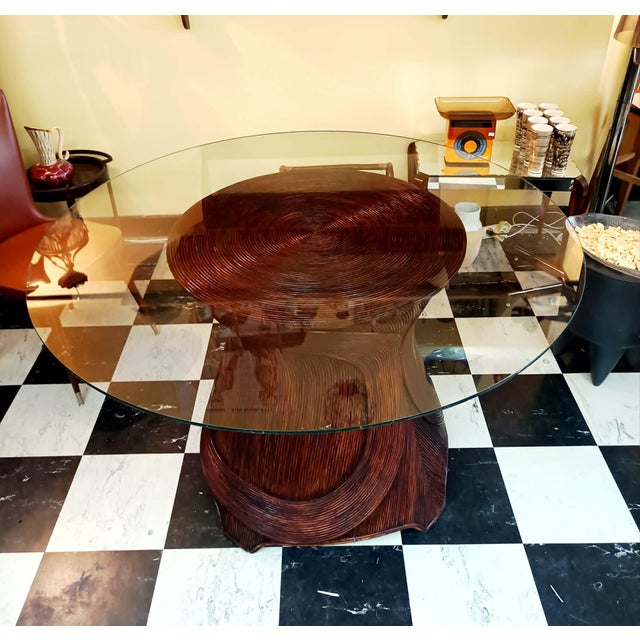 Vintage Rattan Marquetry Table, 1970s For Sale - Image 10 of 13