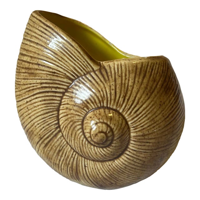 California Coastal Chic Ceramic Seashell Planter, Signed by the Artist For Sale