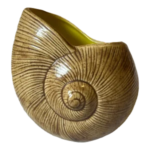 California Coastal Chic Ceramic Seashell Planter, Signed by the Artist