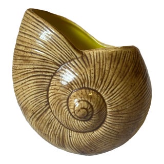 Vintage Palm Beach Regency Nautilus Shell Ceramic Planter, Signed by the Artist For Sale