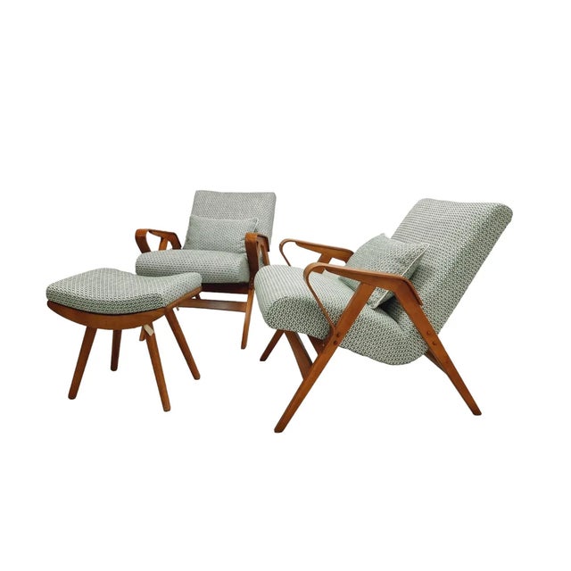 Wood Mid-Century Modern Tatra Armchairs with Footrest, Former Czechoslovakia, 1960s, Set of 3 For Sale - Image 7 of 7