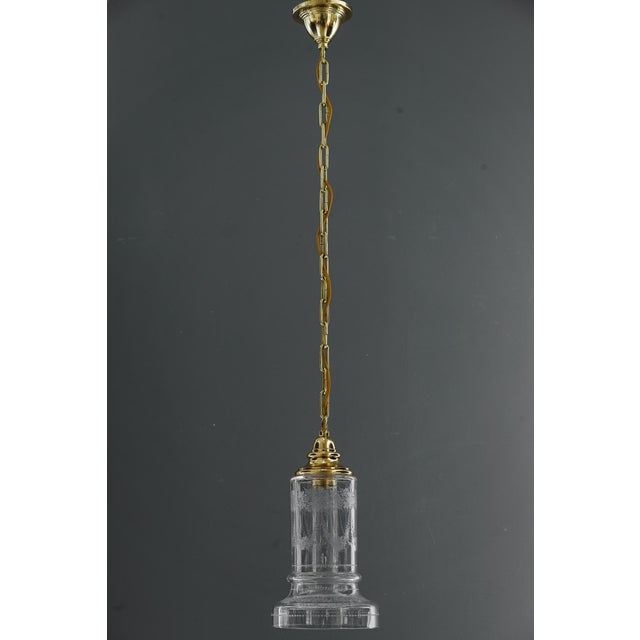 2 Art Deco Pendant vienna around 1920s Brass polished lacquered Very quality glass shade Up to 250V (Europe/UK...