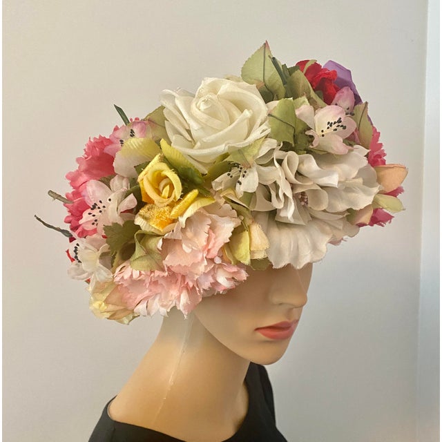 American Mid 20th Century Vintage Dior Exquisite Silk Floral Chapeau For Sale - Image 3 of 11