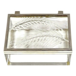 Lalique "Épis" Crystal and Silver-Plated Table Box, France, Circa 1980s For Sale