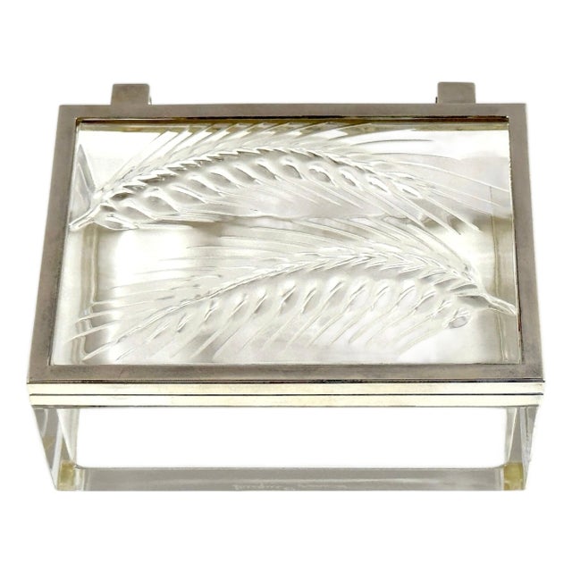 Lalique "Épis" Crystal and Silver-Plated Table Box, France, Circa 1980s For Sale