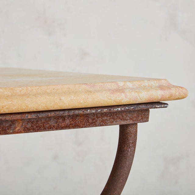 French Iron and Marble Dining or Occasional Table, France 1960s For Sale - Image 10 of 10