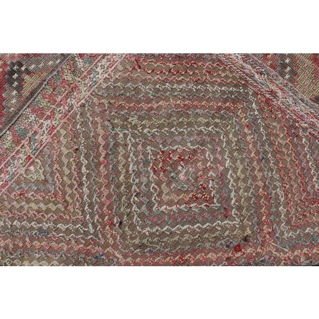 Vintage Turkish Kilim Rug in Red, Beige, and Olive Diamond Pattern 7'1 X 11'0 For Sale - Image 13 of 13