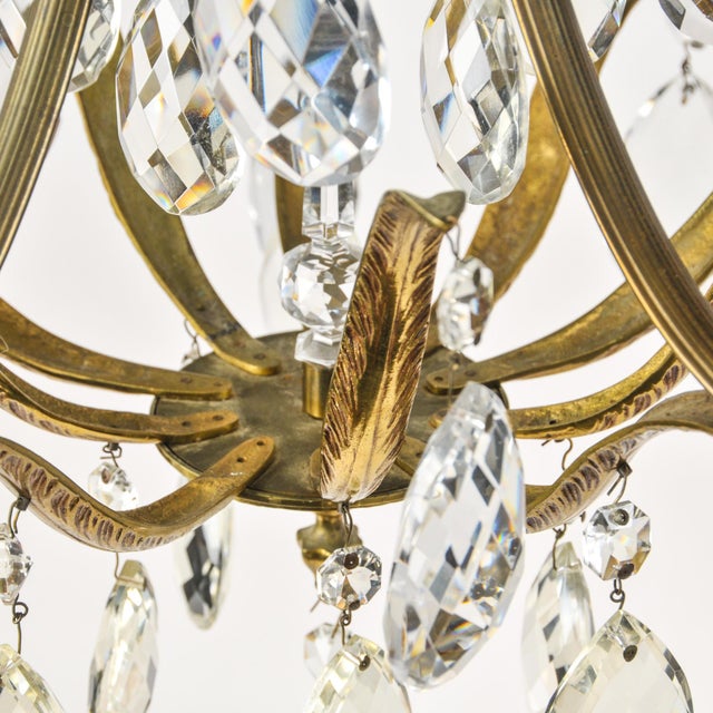 Vintage Brass and Crystal Chandelier 5 Light Baroque Rococo Revival Made in Sweden For Sale - Image 15 of 18