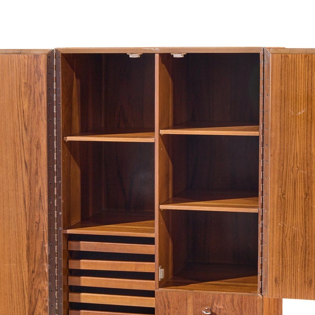 Directional Mid Century Walnut and Chrome Armoire Dresser For Sale In Chicago - Image 6 of 10