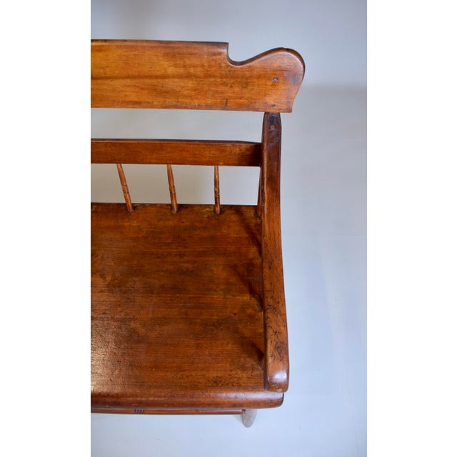 American Half Spindle Back Mid 19th C. Pine, Poplar Bench For Sale - Image 18 of 18