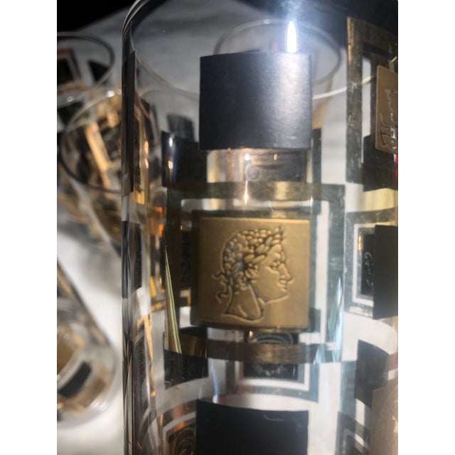 So chic set of six Cera highball glasses in black and 24k gold squares. Stunners!