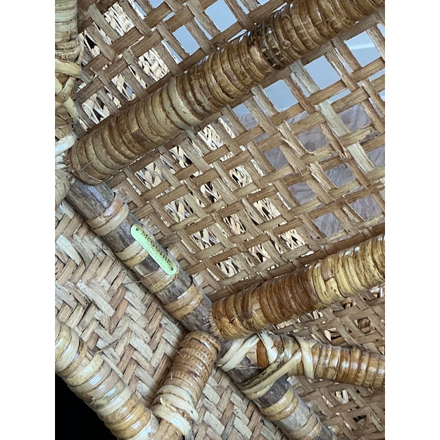 Wood Vintage Coastal McGuire Woven Rattan Chaise Lounge For Sale - Image 7 of 12