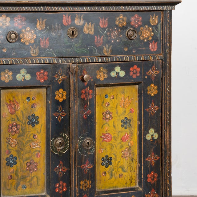 19th Century Original Hand-Painted Hungarian Pine Cabinet Sideboard For Sale - Image 6 of 16