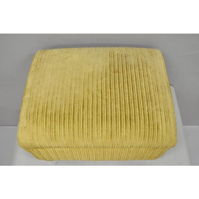 Vintage Traditional Mahogany Leg Green Upholstered Footstool Ottoman For Sale - Image 4 of 14