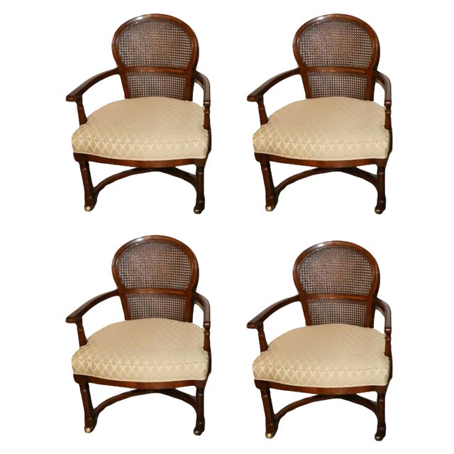 Set Of Cane Back Game Chairs On Castors