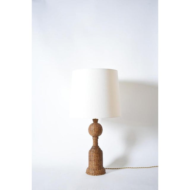 Rattan Skin Baluster Table Lamp, 1970s For Sale - Image 6 of 6