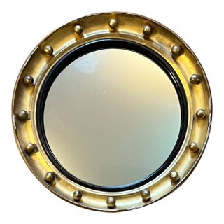 Antique Small Scale English Regency Bullseye Convex Gilt Wood Mirror, Circa 1825 For Sale