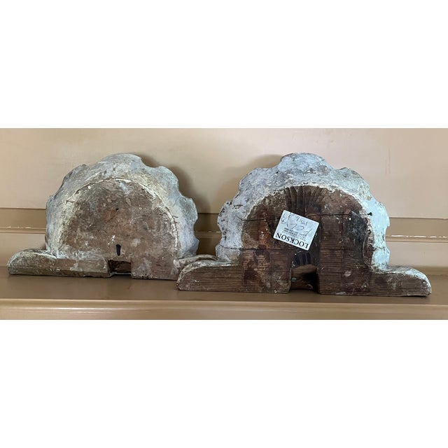 Antique 18th Century French Rococo Carved Wood Sea Shell Form Architectural Cornice Elements - A Pair For Sale - Image 9 of 14