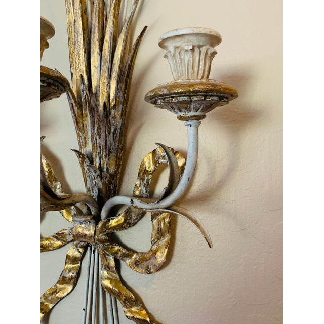 Vintage 1960s Italian Tole Wheat Sheaves W Florentine Gold Wood Candle Holders Wall Sconce Chairish