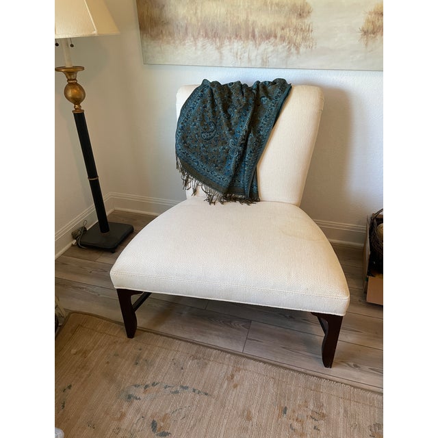 Vintage Barbara Barry for Baker Cream Upholstered Slipper Chair For Sale - Image 10 of 10