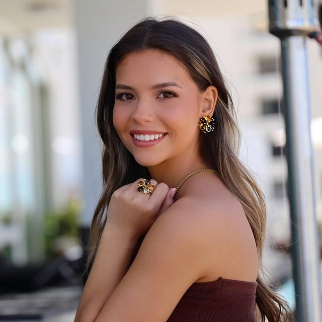 18k Earrings with carved Citrines, Topaz, and 0.50 carats or round diamonds 17,62 grams