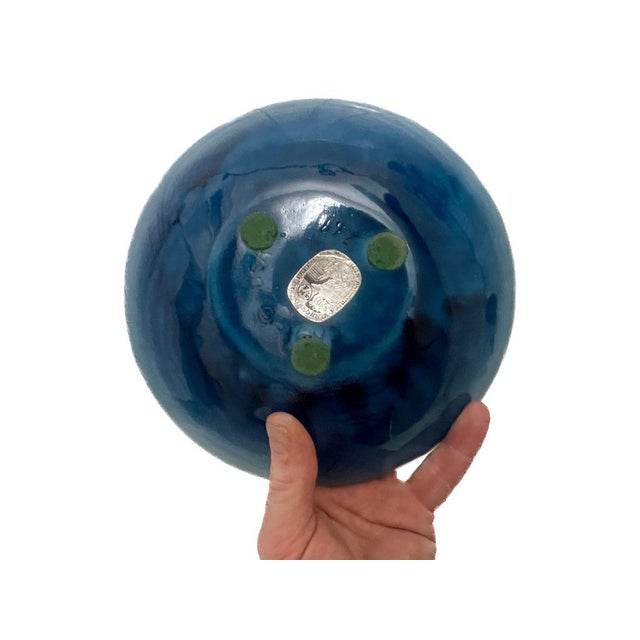 Mid-Century Modern Freeman-McFarlin Peacock Blue Sunflower Ashtray - No. 692 For Sale - Image 4 of 5