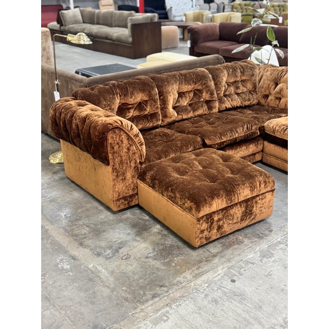 1970s Tufted Sectional in High Pile Chenille For Sale - Image 16 of 17