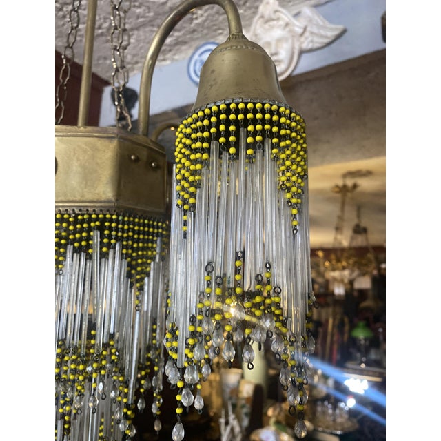 Vintage Glass Beads Chandelier, 1920s For Sale - Image 3 of 14
