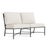 Brown Jordan Venetian Armless Loveseat, Textured Pewter frame with Fusion Natural fabric For Sale - Image 12 of 12