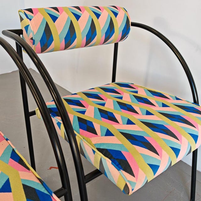 Armchairs Mod. Vienna in Velvet Fabric and Geometric Pattern by Rodney Kinsman for Bieffeplast, Set of 6 For Sale - Image 14 of 18