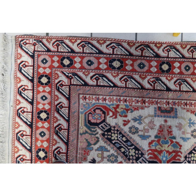 1950s Handmade Vintage Caucasian Zeyhur Rug 4.2' X 7.4' (130cm X 228cm) For Sale - Image 4 of 13