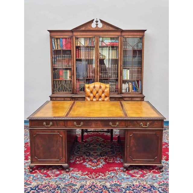 Antique Large Carved Chappendale Writing Desk For Sale - Image 6 of 14