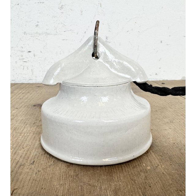 Vintage White Porcelain Pendant Light, 1970s For Sale - Image 9 of 15