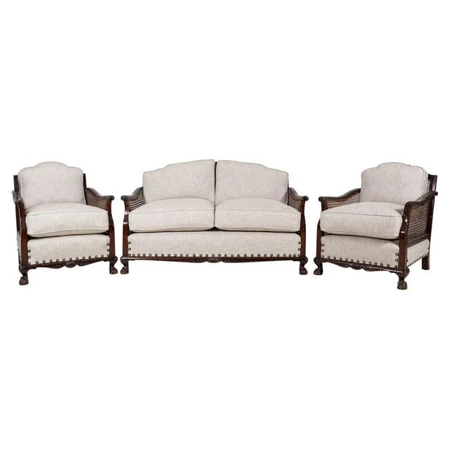 English Mahogany Bergere Suite, 1930s, Set of 3 For Sale - Image 18 of 18