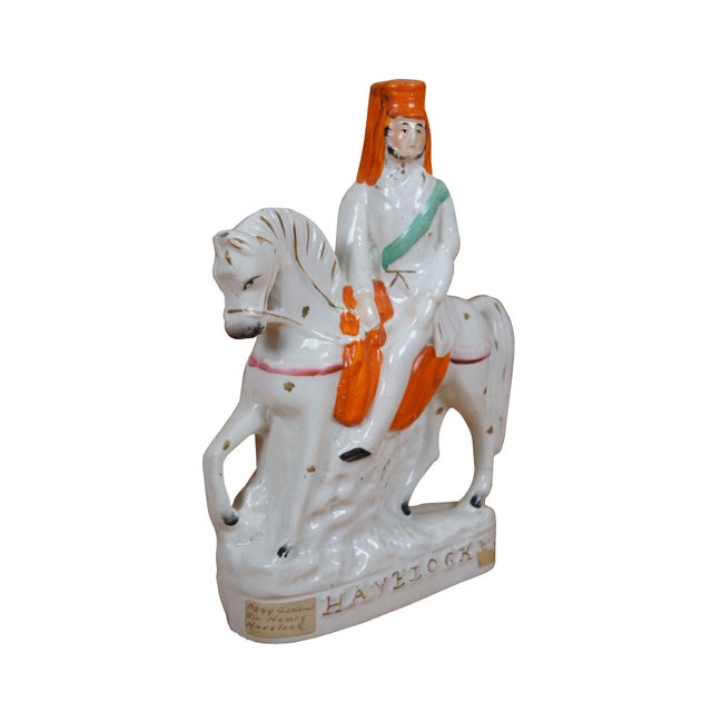 Antique 19th century English Staffordshire porcelain flatback figurine depicting General Henry Havelock on horseback circa...