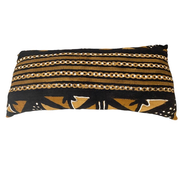 1980s Vintage Large /Long African Bogolan Mud Cloth Pillow 28" W For Sale - Image 5 of 7