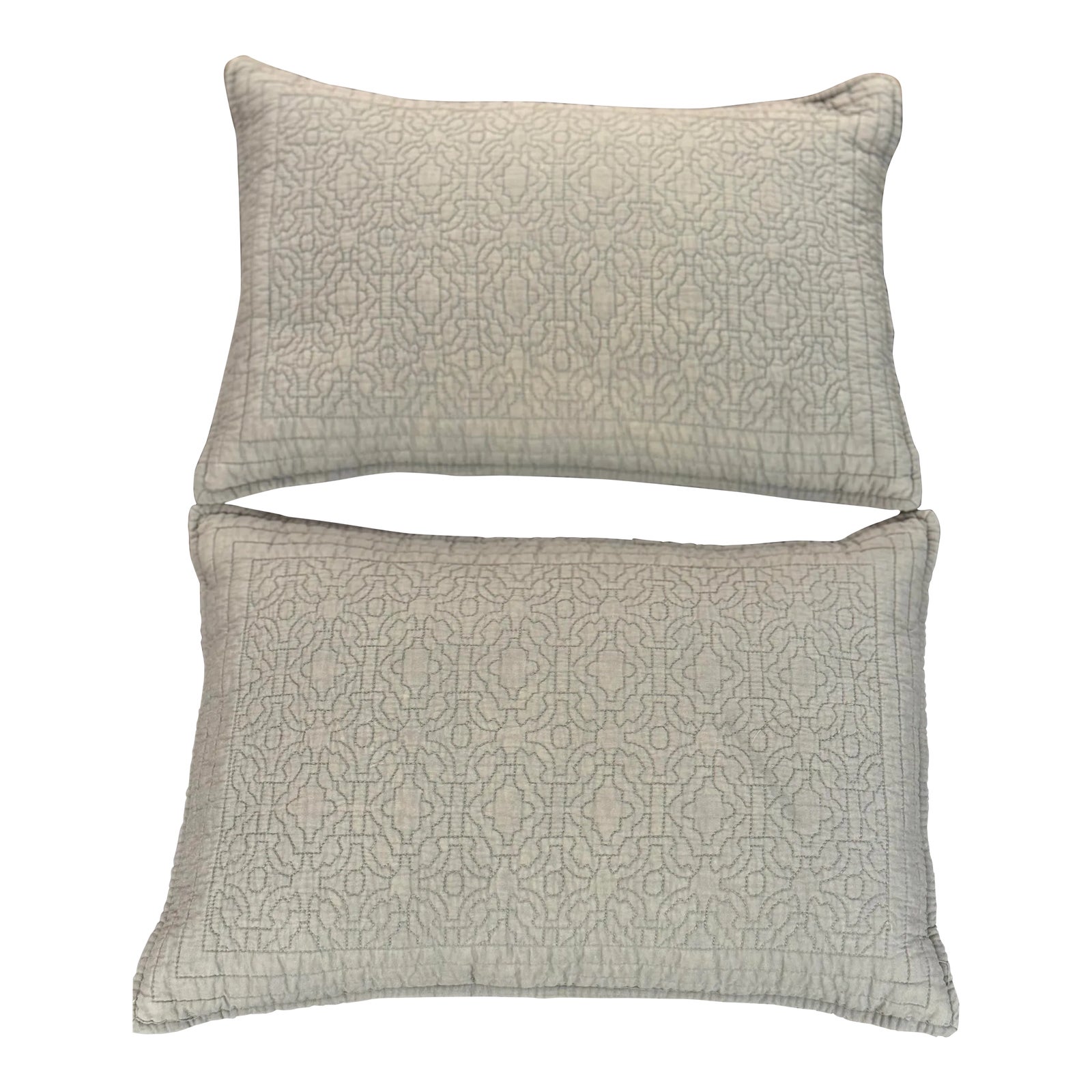 Restoration Hardware Lumbar Quilted Pillow Covers With Feather Down
