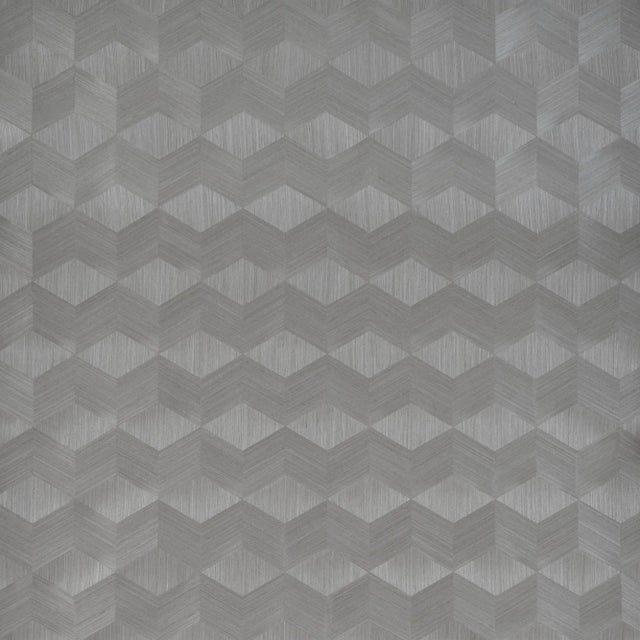 Sample - Schumacher Chevron Inlay Wallpaper in Birch For Sale