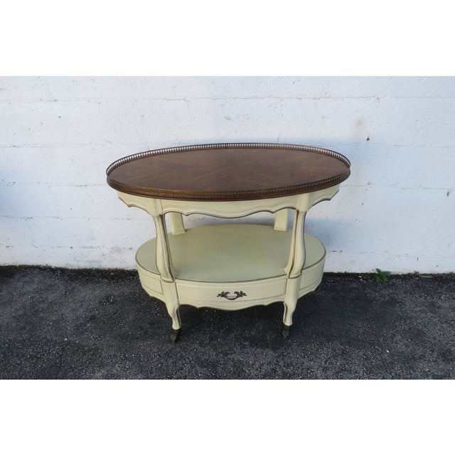 1960s White Furniture French Pained Two Tiers Bar Liquor Cart Server For Sale - Image 12 of 18