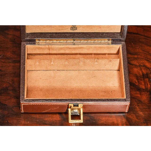 Luxurious Leather Vintage Mark Cross Men's Jewelry Box Dresser Home Decor For Sale - Image 9 of 12