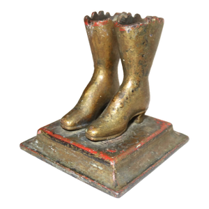 Rare Antique 19th Century Cast Iron Pair Lady Boots Match Holder Door Stopper