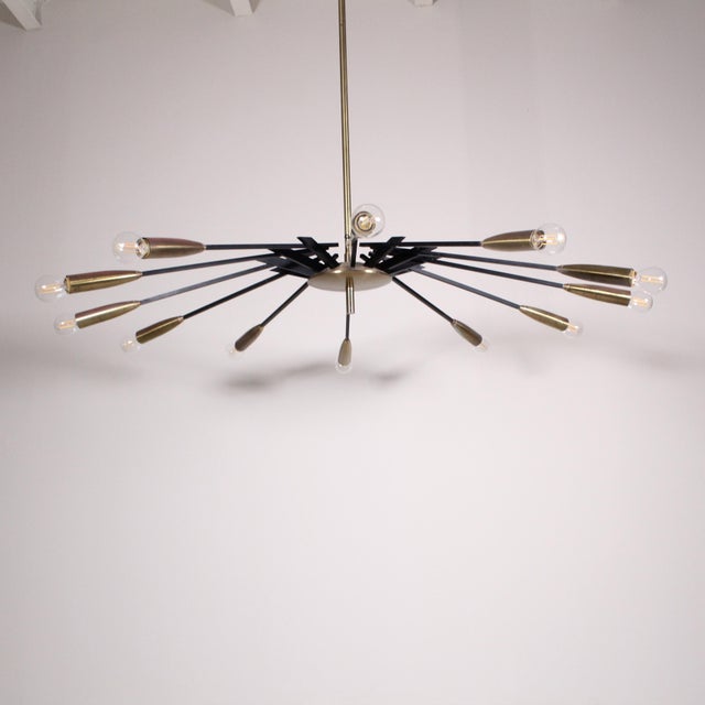 Mid-Century Brass & Black Metal Ceiling Lamp by Oscar Torlasco for Lumi For Sale - Image 14 of 15