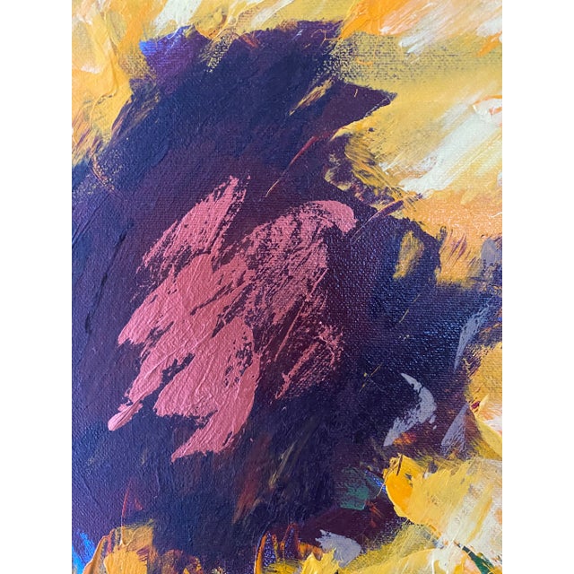 1990s 1990s Contemporary Bold Sunflower Painting For Sale - Image 5 of 8