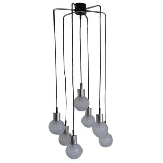 Vintage Cascade Lamp with Chrome-Plated Mounts and Spherical, 1970s For Sale
