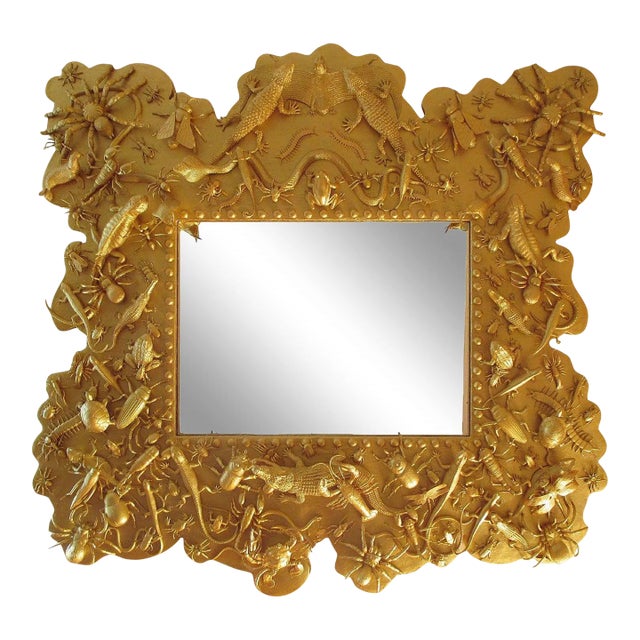 Late 20th Century One-of-a-Kind Fantasy Hollywood Regency Gilt Wall Mirror For Sale