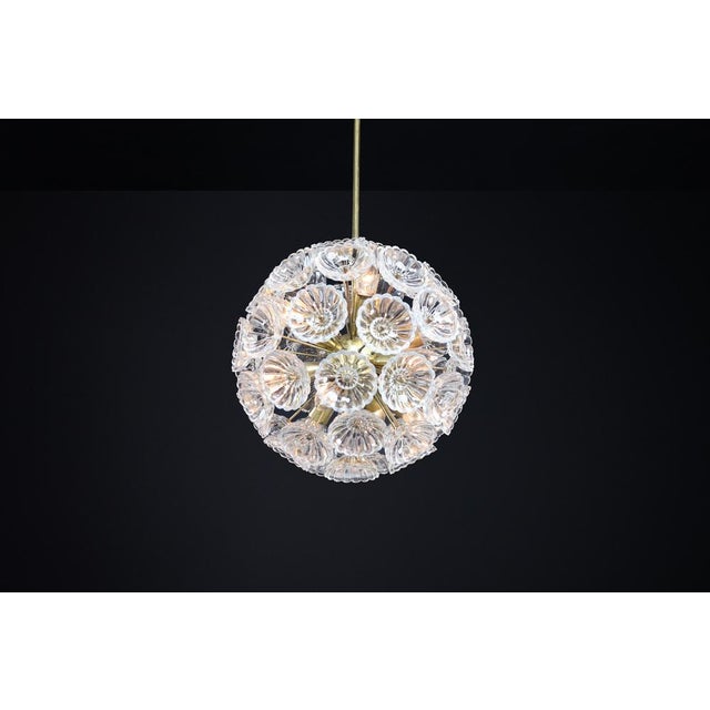 Mid-Century Modern Floral Glass and Brass Pendant, Germany, 1960s For Sale - Image 10 of 13