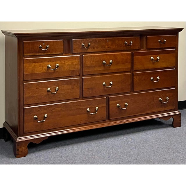 Solid cherry Chippendale style 11 drawer dresser by Pennsylvania house. Classic 18th century styling with dovetailed...