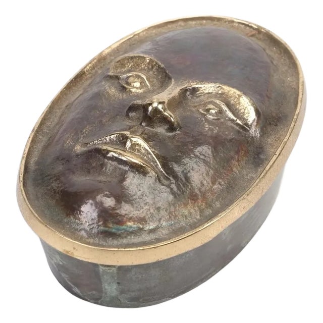 Late 20th Century Nelles Studio Bronze Face-Form Box For Sale