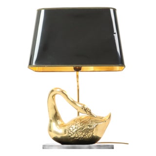Large Hollywood Regency Swan Table Lamp from Regina, Italy, 1970s For Sale