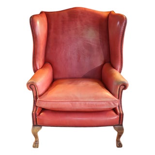 Georgian Leather Wing Chair, 2010s For Sale